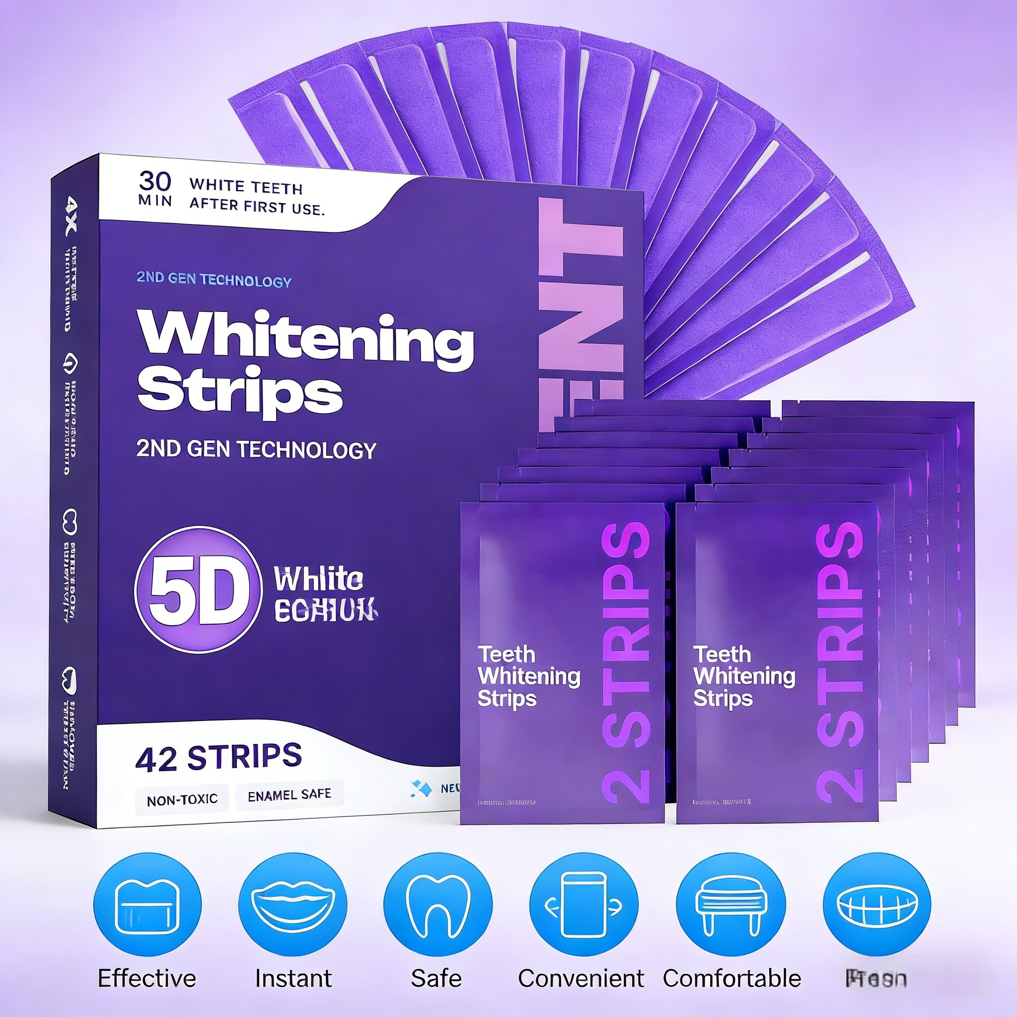 Teeth Whitening Street - Purple Formula Teeth Whitening Strips Brighten