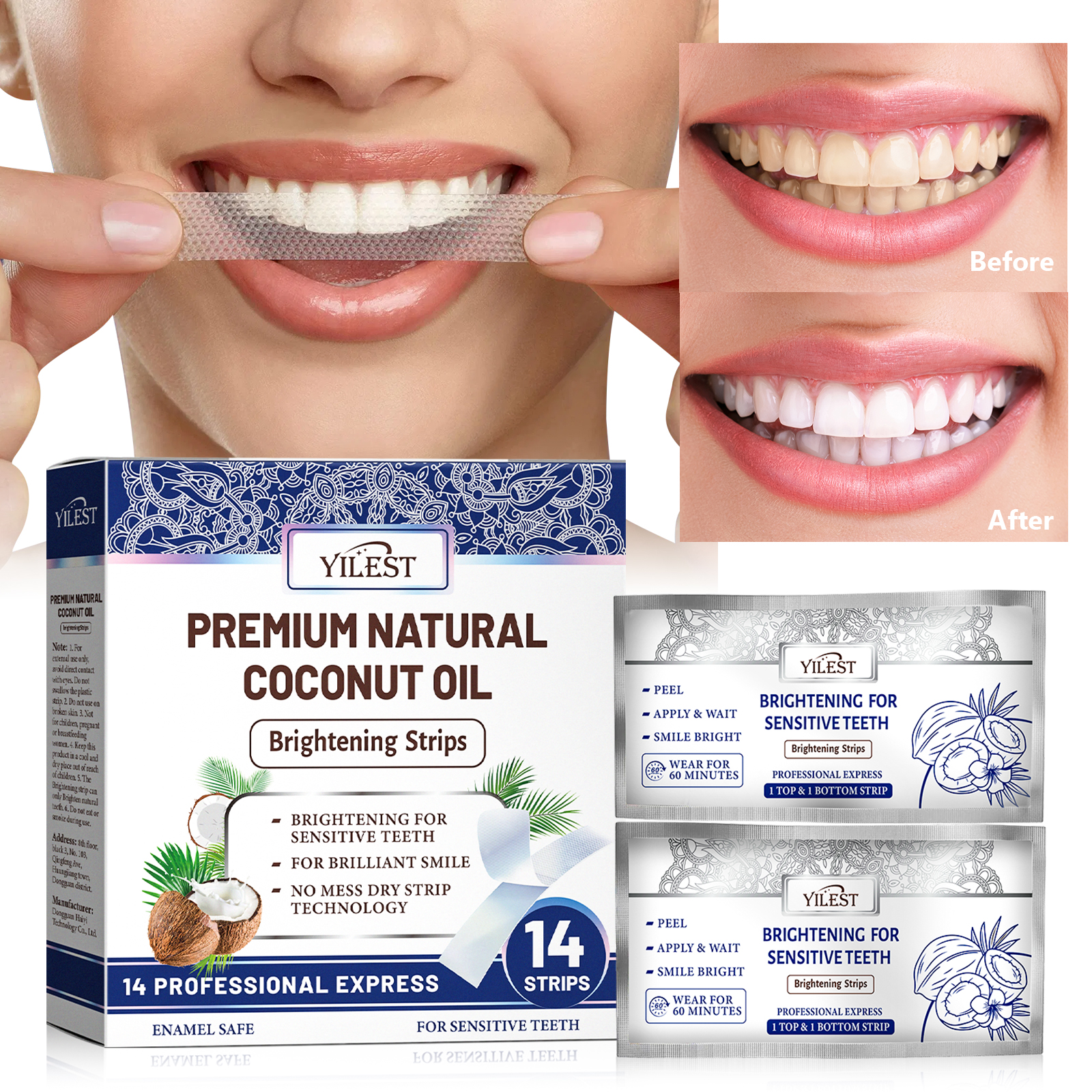 Teeth Whitening Street - Teeth Whitening Strips 14pcs Cleansing Relief