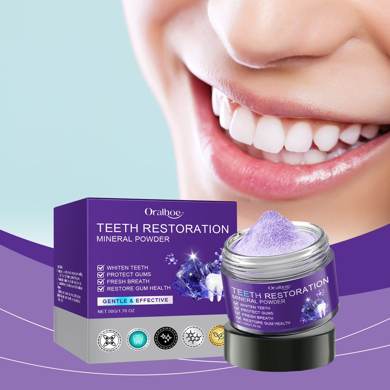 Teeth Restoration Mineral Powd - Teeth Whitening Street ulasan dan harga